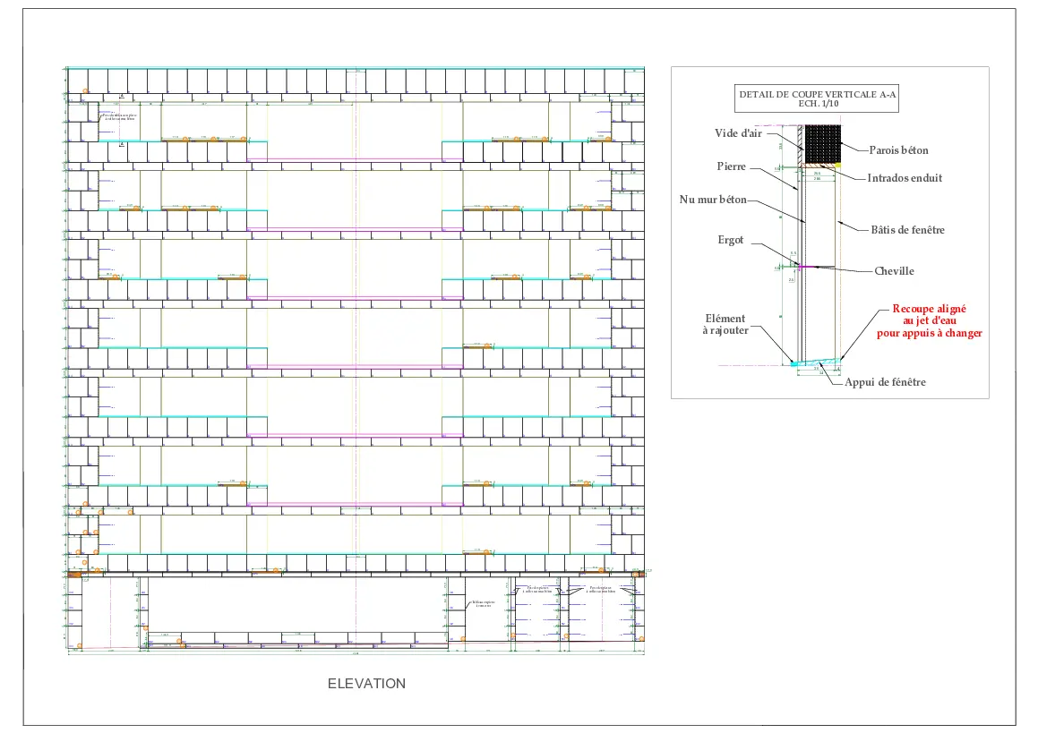 Calepinage de l'immeuble rue de Tocqueville