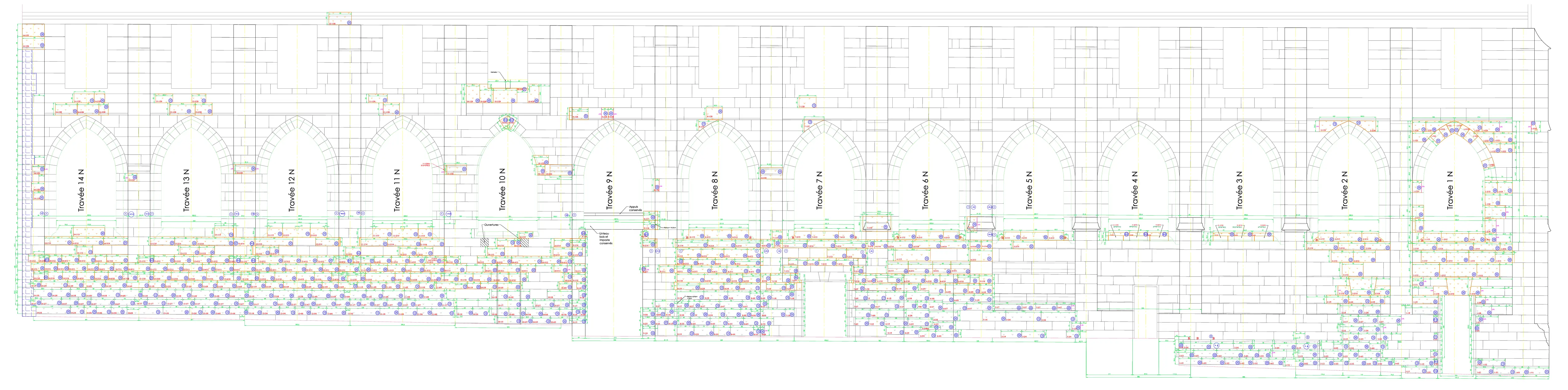 Calepinage de la façade nord